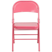 Load image into Gallery viewer, 2 Pack Bubblegum Pink Triple Braced &amp; Double Hinged Metal Folding Chair
