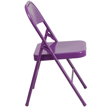 Load image into Gallery viewer, 2 Pack HERCULES COLORBURST Series Impulsive Purple Triple Braced &amp; Double Hinged Metal Folding Chair
