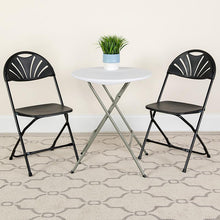Load image into Gallery viewer, 2 Pack HERCULES Series 650 lb. Capacity Black Plastic Fan Back Folding Chair
