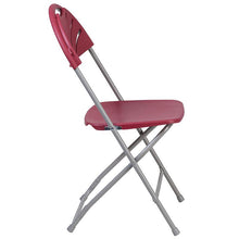 Load image into Gallery viewer, 2 Pack HERCULES Series 650 lb. Capacity Burgundy Plastic Fan Back Folding Chair
