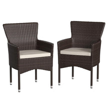 Load image into Gallery viewer, Maxim Modern Espresso Wicker Patio Armchairs for Deck or Backyard, Fade and Weather-Resistant Frames and Cream Cushions-Set of 2
