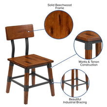 Load image into Gallery viewer, 2 Pack Rustic Antique Walnut Industrial Wood Dining Chair
