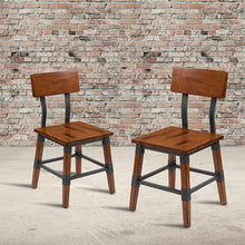 Load image into Gallery viewer, 2 Pack Rustic Antique Walnut Industrial Wood Dining Chair
