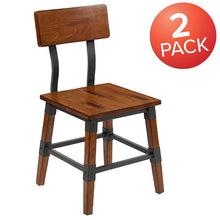 Load image into Gallery viewer, 2 Pack Rustic Antique Walnut Industrial Wood Dining Chair
