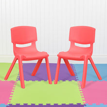 Load image into Gallery viewer, 2 Pack Red Plastic Stackable School Chair with 12" Seat Height
