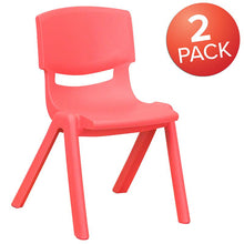 Load image into Gallery viewer, 2 Pack Red Plastic Stackable School Chair with 12" Seat Height
