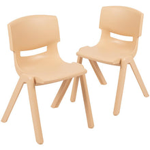 Load image into Gallery viewer, 2 Pack Natural Plastic Stackable School Chair with 13.25" Seat Height
