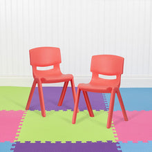 Load image into Gallery viewer, 2 Pack Red Plastic Stackable School Chair with 13.25" Seat Height
