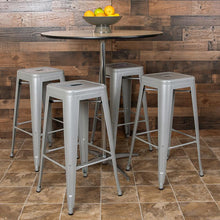 Load image into Gallery viewer, 30" High Metal Indoor Bar Stool in Silver - Stackable Set of 4
