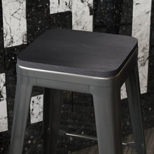 Load image into Gallery viewer, Perry Set of 4 Poly Resin Wood Seat with Rounded Edges for Colorful Metal Chairs and Stools in Black
