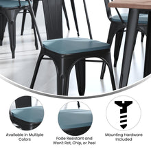 Load image into Gallery viewer, Perry Poly Resin Wood Square Seat with Rounded Edges for Colorful Metal Barstools in Teal-Blue

