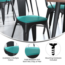 Load image into Gallery viewer, Perry Poly Resin Wood Square Seat with Rounded Edges for Colorful Metal Barstools in Mint
