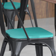 Load image into Gallery viewer, Perry Poly Resin Wood Square Seat with Rounded Edges for Colorful Metal Barstools in Mint
