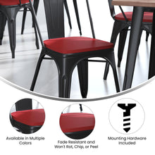 Load image into Gallery viewer, Perry Poly Resin Wood Square Seat with Rounded Edges for Colorful Metal Barstools in Red
