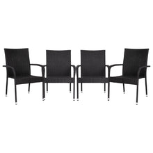 Load image into Gallery viewer, Maxim Set of 4 Stackable Indoor/Outdoor Wicker Dining Chairs with Arms - Fade &amp; Weather-Resistant Steel Frames - Black
