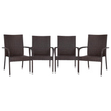 Load image into Gallery viewer, Maxim Set of 4 Stackable Indoor/Outdoor Wicker Dining Chairs with Arms - Fade &amp; Weather-Resistant Steel Frames - Espresso

