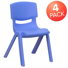 Load image into Gallery viewer, 4 Pack Blue Plastic Stackable School Chair with 12'' Seat Height
