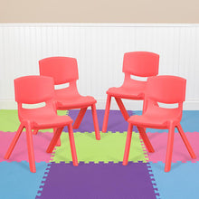Load image into Gallery viewer, 4 Pack Red Plastic Stackable School Chair with 12'' Seat Height
