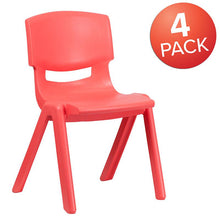 Load image into Gallery viewer, 4 Pack Red Plastic Stackable School Chair with 15.5'' Seat Height
