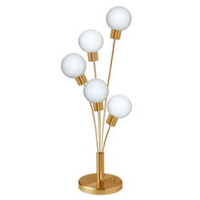Load image into Gallery viewer, 5LT Incandescent Table Lamp, Aged Brass,Wh Glass
