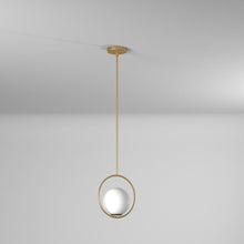 Load image into Gallery viewer, 1LT Halogen Pendant AB Finish, White Glass
