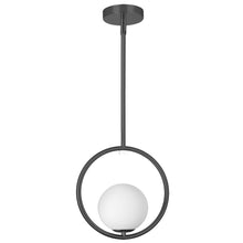 Load image into Gallery viewer, 1LT Halogen Pendant Matte Black, WH Opal Glass
