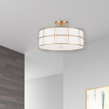 Load image into Gallery viewer, 3LT Semi-Flush Mount, AGB,WH shade
