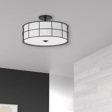 Load image into Gallery viewer, 3LT Semi-Flush Mount, MB,WH shade
