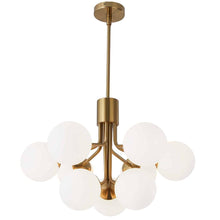 Load image into Gallery viewer, 9LT Chandelier, AGB Finish, Opal Glass
