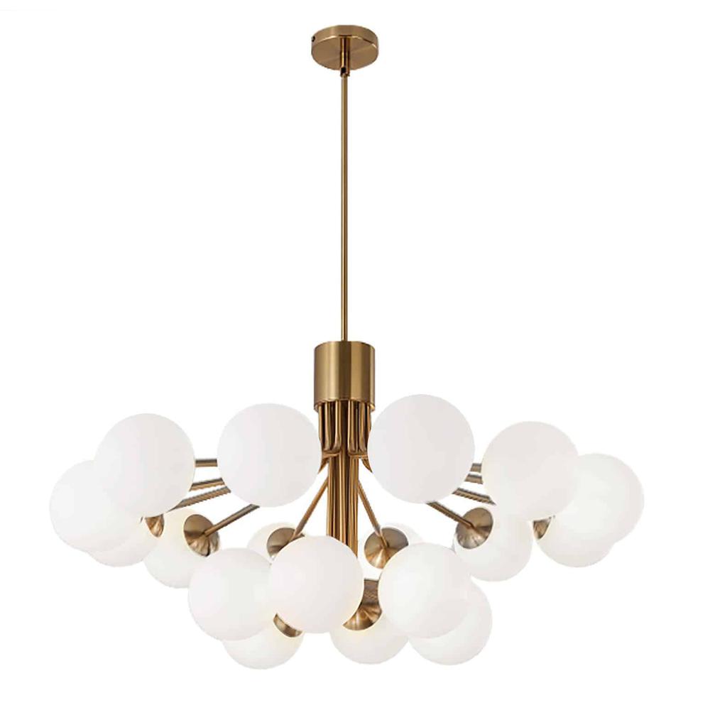 18LT Chandelier, AGB Finish, Opal Glass