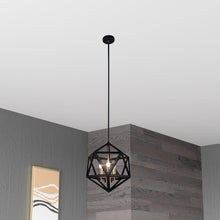 Load image into Gallery viewer, 3LT Incandescent Chandelier, BLK/AB
