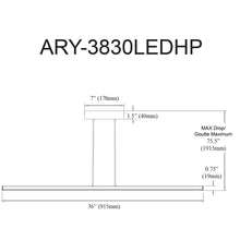 Load image into Gallery viewer, 30W Horiz Pendant, MB, WH Acrylic Diffuser
