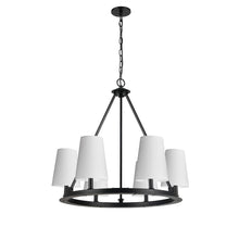 Load image into Gallery viewer, 6LT Incandescent Chandelier, MB, WH Shades
