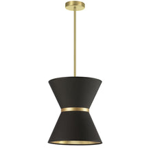 Load image into Gallery viewer, 1LT Incand Pendant, AGB, GLD ring, BK/GLD Shade
