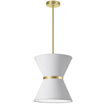 Load image into Gallery viewer, 1LT Incand Pendant, AGB, GLD ring, WH Shade

