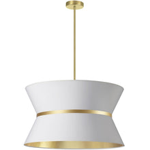 Load image into Gallery viewer, 4LT Incand Chandelier, AGB, GLD ring, WH/GLD SH
