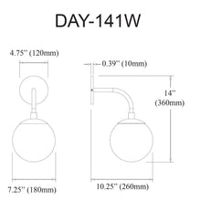 Load image into Gallery viewer, 1LT Wall Sconce,  AGB, WH Opal Glass
