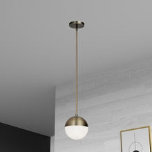 Load image into Gallery viewer, 1LT Halogen Pendant, AB, WH Opal Glass
