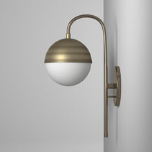 Load image into Gallery viewer, 1LT Halogen Sconce AB, WH Opal Glass HW + Plug
