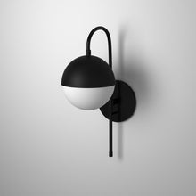 Load image into Gallery viewer, 1LT Halogen Sconce MB, WH Opal Glass HW + Plug
