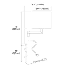 Load image into Gallery viewer, Wall Sconce,Reading Lamp, PC Finish
