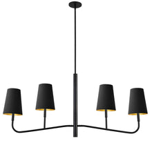 Load image into Gallery viewer, 4LT Incan Horizontal Chandelier, MB, BK Shades
