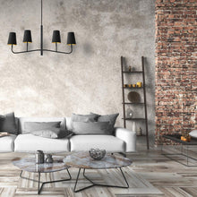 Load image into Gallery viewer, 4LT Incan Horizontal Chandelier, MB, BK Shades

