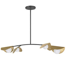 Load image into Gallery viewer, 4 LT Halogen Horiz Pendant, MB / AGB, WH Glass
