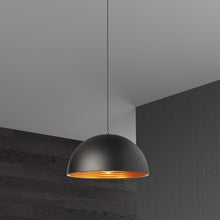 Load image into Gallery viewer, 1LT Pendant, Matte Black Exterior, Gold Interior
