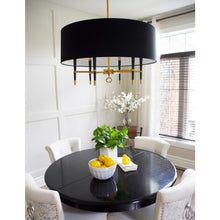 Load image into Gallery viewer, 6LT Incandescent Chandelier, VB, Blk Shade
