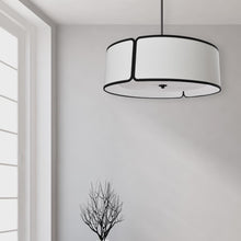Load image into Gallery viewer, 4LT Notched Drum Pendant BK, WH Shade &amp; Diffuser

