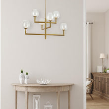 Load image into Gallery viewer, 6LT Chandelier,  AGB, CLR Glass
