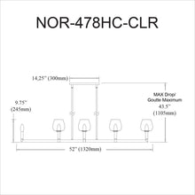 Load image into Gallery viewer, 8LT Horiz Chandelier,  MB, CLR Glas
