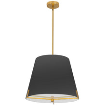 Load image into Gallery viewer, 4 LT Incandescent Pendant, AGB, BK fabric shade
